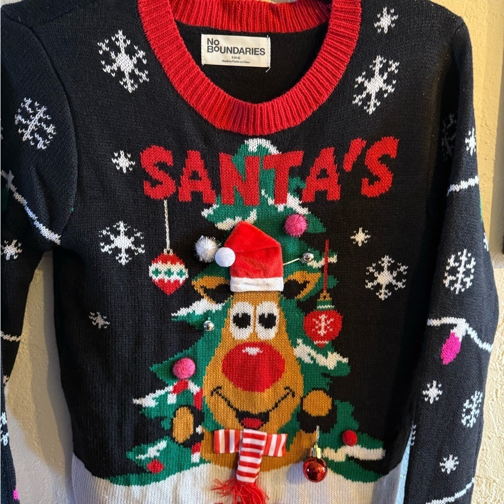 Brand New Santa’s Favorite Ugly Christmas Sweater Reindeer Tree Women’s Sz S - Picture 10 of 10